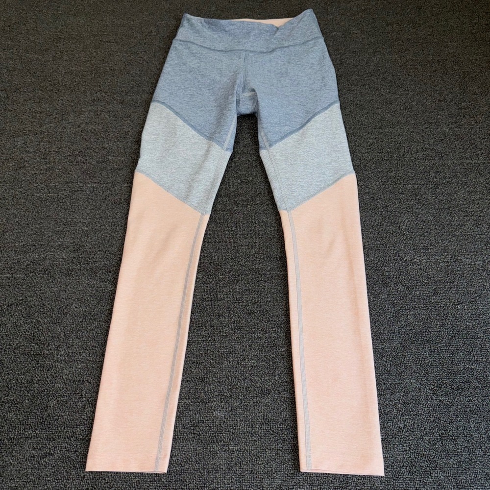 Outdoor Voices TechSweat Colorblock Leggings Grey Peach XS High Rise Activewear